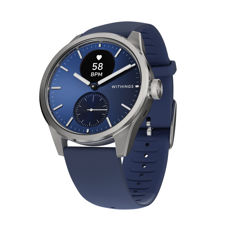 Withings ScanWatch 2 - Blau 42mm + Gratis Withings Lederarmband in Schwarz