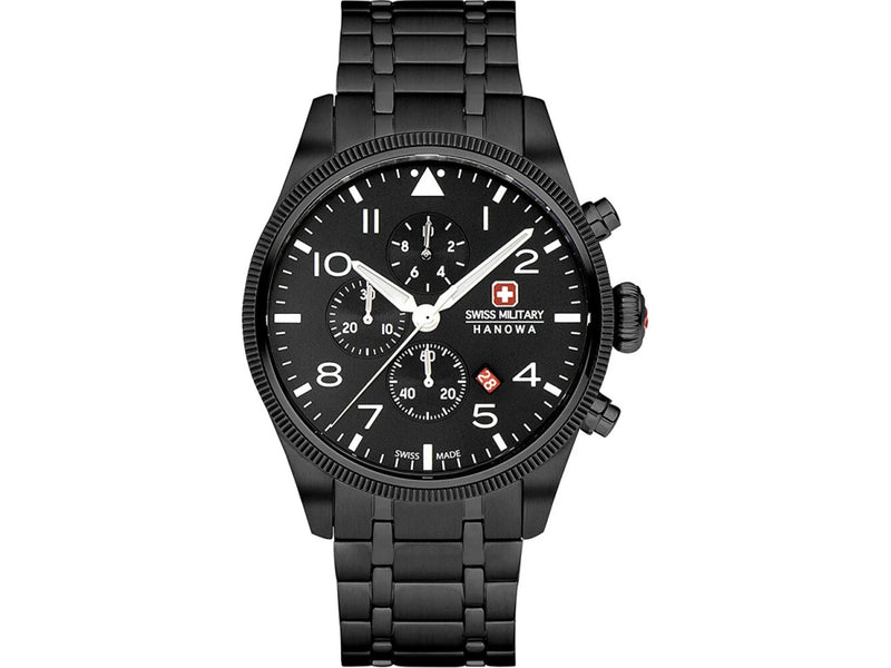 Swiss Military Hanowa Chronograph THUNDERBOLT CHRONO, mit hochwertigem Edelstahl-Armband, Schwarz