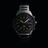 AFTERBURN CHRONO Herren Armbanduhr Chronograph Edelstahl Schwarz 42mm -  Swiss Made