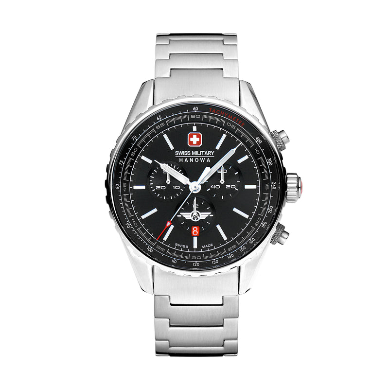 Swiss Military Hanowa Men's Wristwatch Chronograph Stainless Steel Black 42mm Men's Watch Chronographs Bracelets Watches