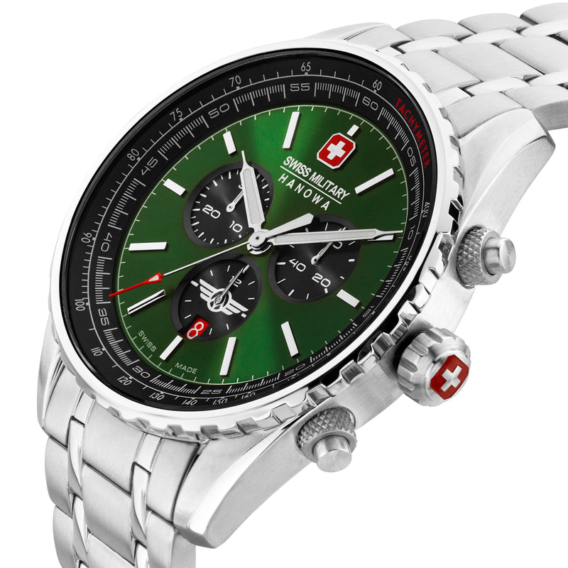 Swiss Military Hanowa Men's Watch Chronograph Green 42mm Stainless Steel - Men's Watch Chronograph Wristwatch Men's Watches