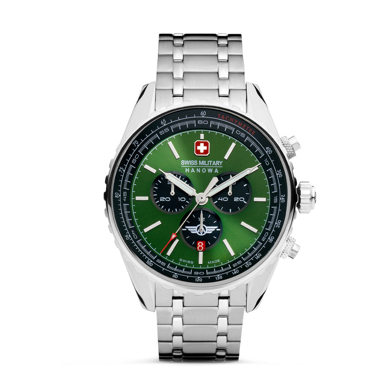 Swiss Military Hanowa Herren Armbanduhr Chronograph Green 42mm Edelstahl - Herrenuhr Chronograph Armbanduhr Herrenuhren