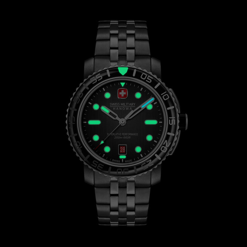 BLACK MARLIN 42mm Edelstahl Schwarz Taucheruhr - Swiss Made