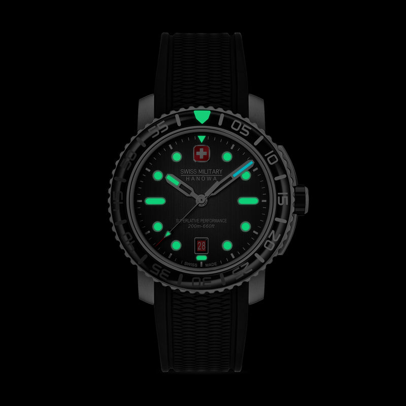 BLACK MARLIN Schwarz 200m Wasserdicht -  Swiss Made