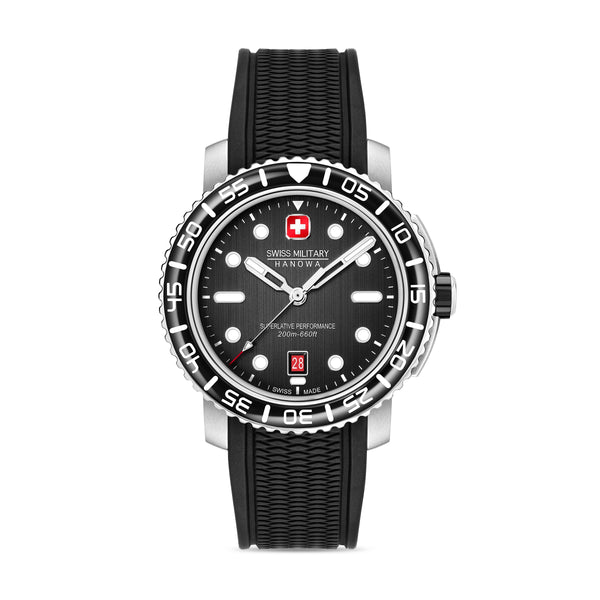 BLACK MARLIN 44MM STAINLESS STEEL CASE BLACK COLOR SILICONE STRAP