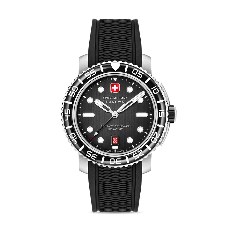 BLACK MARLIN 44 MM STAINLESS STEEL CASE BLACK COLOR SILICONE STRAP