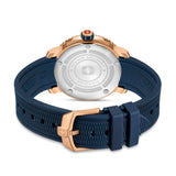 BLACK MARLIN 44MM ROSE GOLD PLATED CASE BLUE SILICONE STRAP