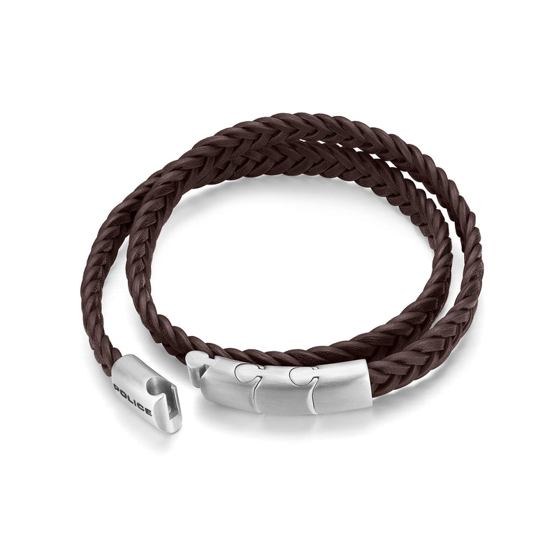 Police Men's Bracelet Leather Brown Braided Men's Bracelet Leather Bracelet Jewelry Leather Men's Leather Bracelet Brown