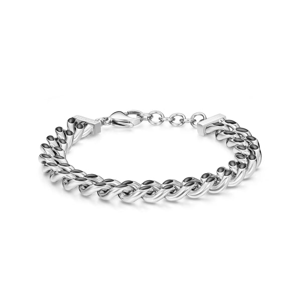 PE CENTURION SS &amp; IP GUN CURB CHUNKY BRACELET