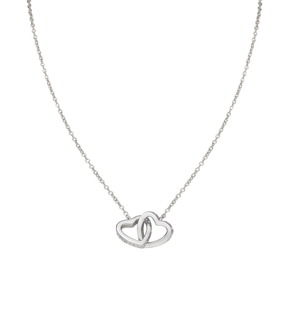 Sterling silver necklace and white zirconia - Rhodium - (Length 40+4cm) (1)
