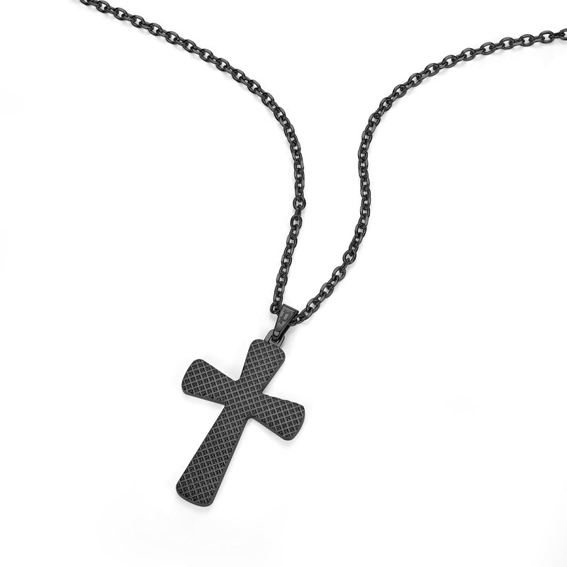 PE CRUZ IPBLACK TEXTURED PENDANT NKL