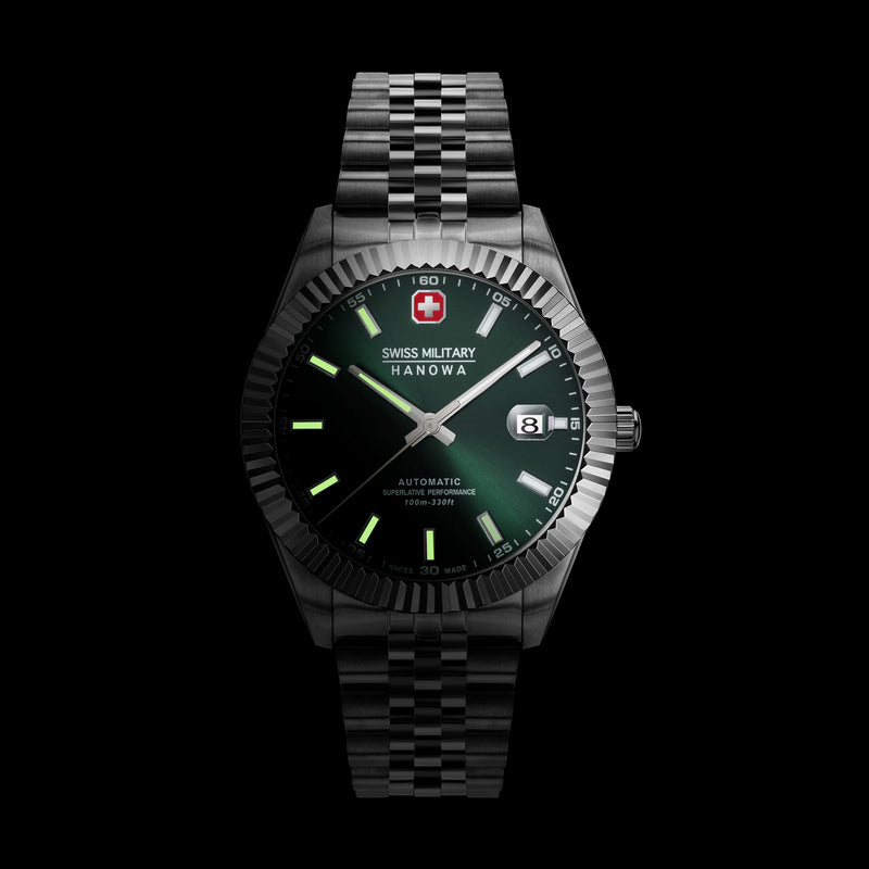 DILIGENTER Green Stainless Steel 42 mm Herrenuhr Automatik -  Swiss Made