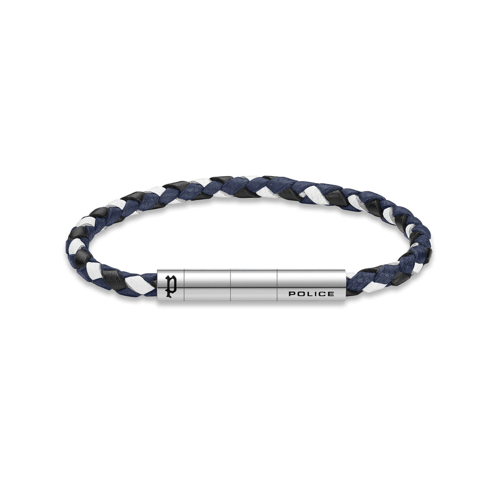 Leather Bracelet Blue White Black Braided Leather Bracelet Bracelet Leather Band Jewelry