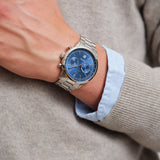 Bergamo, 42mm, silber/blau