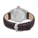 GREYHOUND 42MM STAINLESS STEEL CASE DARK BROWN LEATHER STRAP