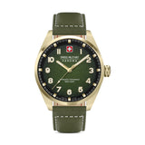 GREYHOUND Green/Gold Leather 42mm Herren - Swiss Made