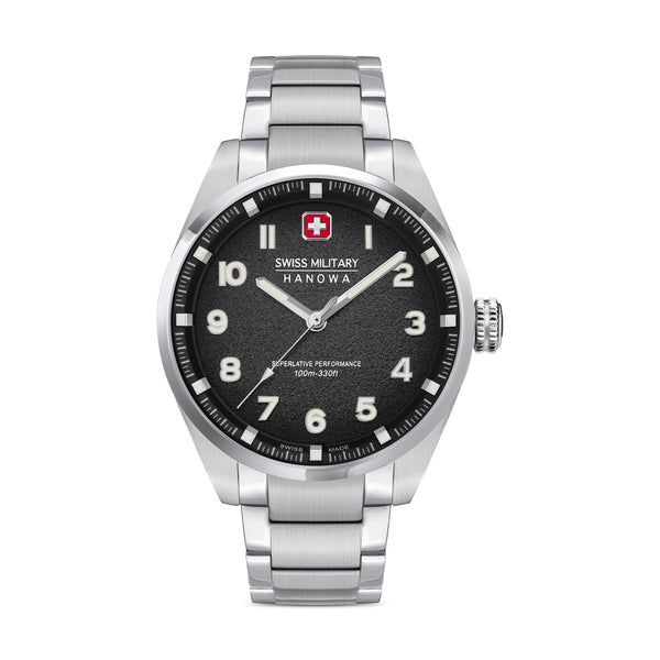 Swiss Military Hanowa quartz watch GREYHOUND, SMWGG0001503, wristwatch, men's watch, Swiss watch, sapphire crystal, Swiss Made, black