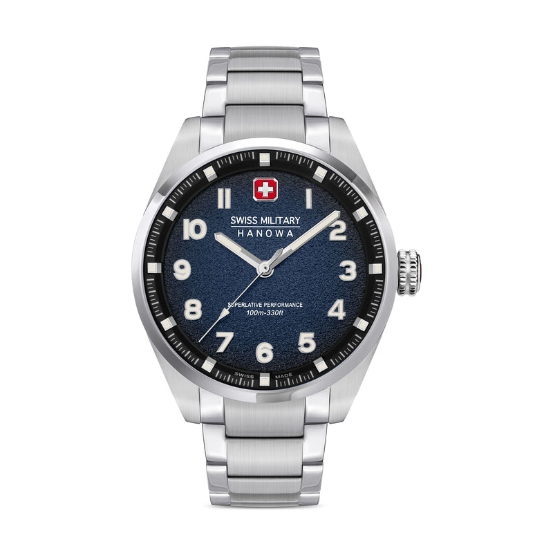 Swiss Military Hanowa Herren Armbanduhr Analog Quarz Edelstahl Blau 42mm - Swiss Made Armbanduhr Chronograph Herrenuhren Uhren