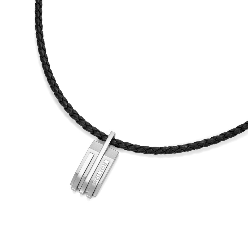 PE GRIPCORD SS PLAINMOTIF BLKLEA CHAIN ​​NECKLACE