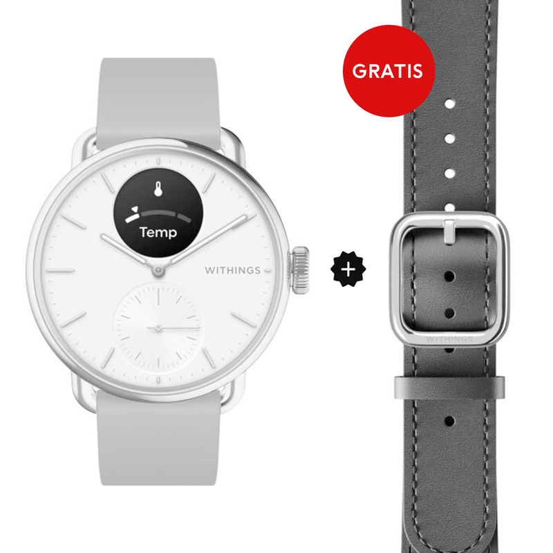 Withings Scanwatch 2 White - 38mm + Gratis Withings Lederarmband Schwarz