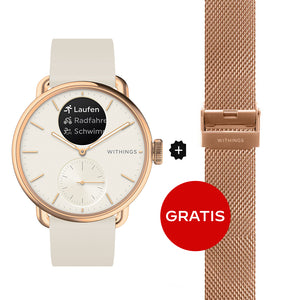 Withings ScanWatch 2 - 38mm Sand | Rosegold + Gratis Withings Milanaise Armband