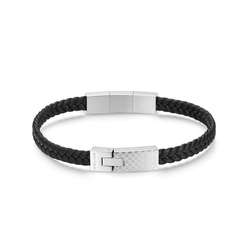 Police Men's Bracelet Leather Black 21cm Stainless Steel Men's Bracelet Leather Bracelet Leather Band Men's Jewelry Men's Accessories