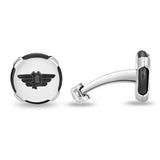 PE KNURL SS&amp;BLACK RING,WING LOGO CUFFLINKS