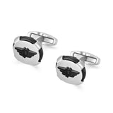 PE KNURL SS&BLACK RING,WING LOGO CUFFLINKS