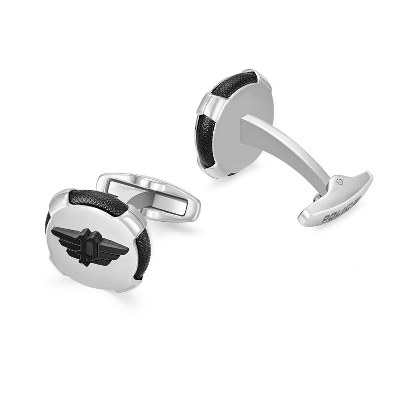 PE KNURL SS&amp;BLACK RING,WING LOGO CUFFLINKS