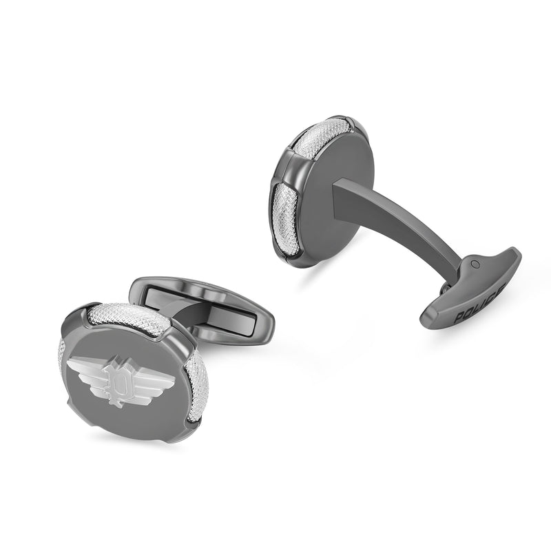 Police Herren Manschettenknöpfe Schwarz/Silber Metall Cufflinks Manschettenknöpfe für Herren Hochzeit Geschenk