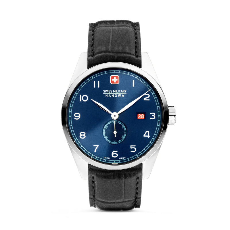 Swiss Military Hanowa Herren Armbanduhr Analog Leder Blau - Chronograph Quarz Uhr Herrenuhr Armbanduhr