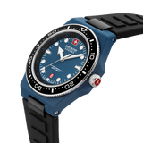 OCEAN PIONEER 45MM BLUE PLATED CASE BLACK COLOR SILICONE STRAP