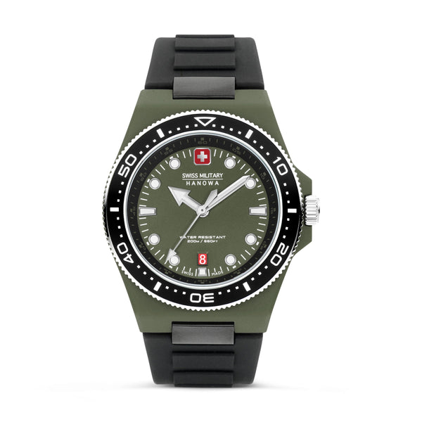 Swiss Military Hanowa quartz watch OCEAN PIONEER, SMWGN0001181, wristwatch, men's watch, Swiss watch, Swiss Made, date, sapphire crystal, olive