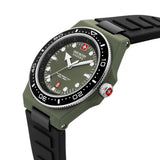 OCEAN PIONEER 45MM GREEN PLATED CASE BLACK COLOR SILICONE STRAP