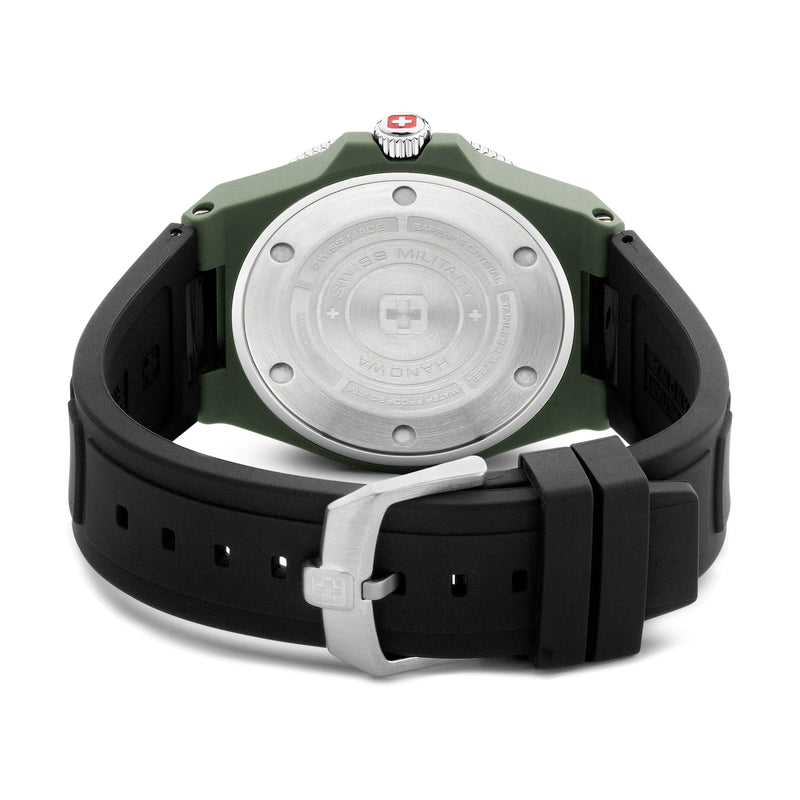 OCEAN PIONEER 45MM GREEN PLATED CASE BLACK COLOR SILICONE STRAP