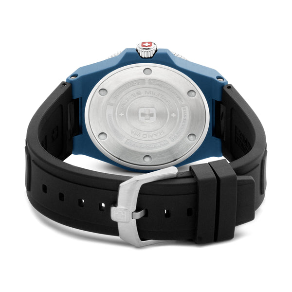 OCEAN PIONEER 45MM BLUE PLATED CASE BLACK COLOR SILICONE STRAP