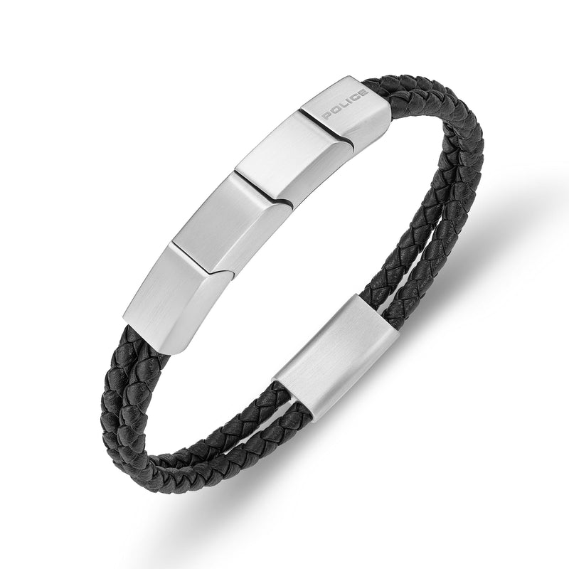 Police Men's Bracelet Leather Black Stainless Steel Men's Bracelet Leather Chain Leather Band Men Leather Bracelet Men Leather