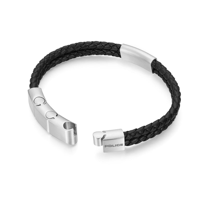 Police Men's Bracelet Leather Black Stainless Steel Men's Bracelet Leather Chain Leather Band Men Leather Bracelet Men Leather