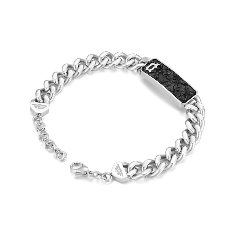 PE WIRE SS CHAIN ​​BLK&amp;GP MESH MOTIF BRACELET