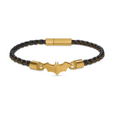 Police Herren Armband Leder Schwarz Gold Edelstahl Batman Armband Herren Lederarmband Männerarmband