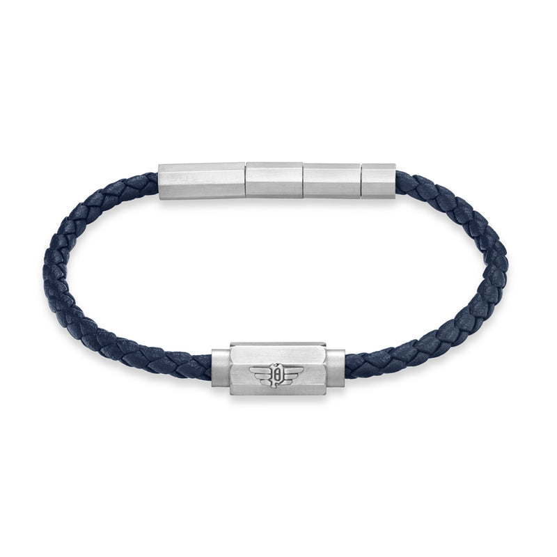 PE BOLT SS WINGLOGO HARDWARE NAVY BRAIDED LEA BRT