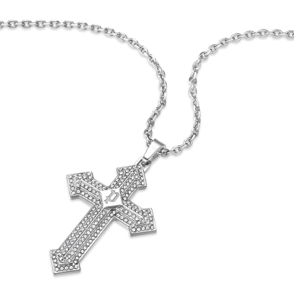 Police PEAGN0036501 men's necklace with cross Stoneset stainless steel