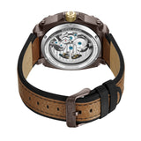 NORWOOD STAINLESS STEEL IP L. BROWN BLACK OILY &amp; TAN BUFFALO DUAL LAYERS LEATHER W/BLACK STITCHES