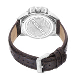 Police Herren Armbanduhr Analog Leder 44mm Silber/Braun Leopard - Herrenuhr Handgelenk Uhren Armbänder Uhren Herren