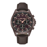 Police Herren Armbanduhr Analog Chronograph Leder Braun Rose Gold 44 mm Herrenuhr Chronograph Armbanduhr Lederarmband