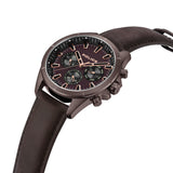 Police Men's Wristwatch Analogue Chronograph Leather Brown Rose Gold 44 mm Men's Watch Chronograph Wristwatch Leather Strap