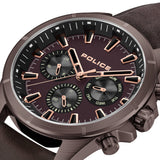 Police Men's Wristwatch Analogue Chronograph Leather Brown Rose Gold 44 mm Men's Watch Chronograph Wristwatch Leather Strap