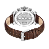 Police Mensor Herren-Chronograph mit Lederarmband, 44 mm, Grau/Braun, Modern