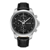 Police Herren Armbanduhr Leder Schwarz Chronograph Herrenuhr Analog Quarz Uhrzeit Datum Armbänder