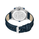 Police Men's Chronograph Watch Blue/Silver Leather Wristwatch Men's Watch Chronograph Men's Wristwatch